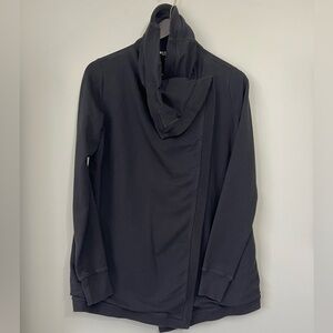 Ideology Black Wrap Snap Front Jacket Asymmetrical Pockets Womens Size XS Active